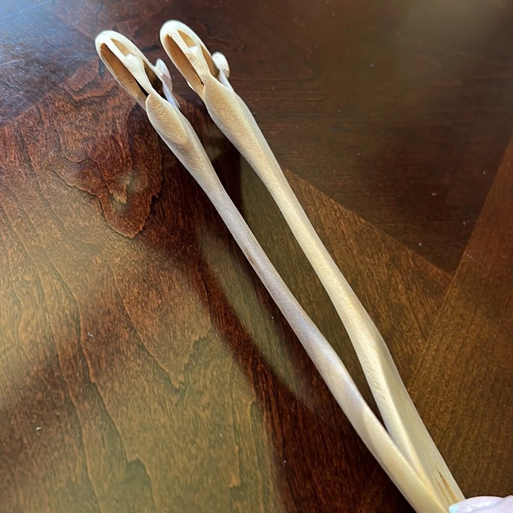 Vintage Small Wooden salad servers carved Elephant design